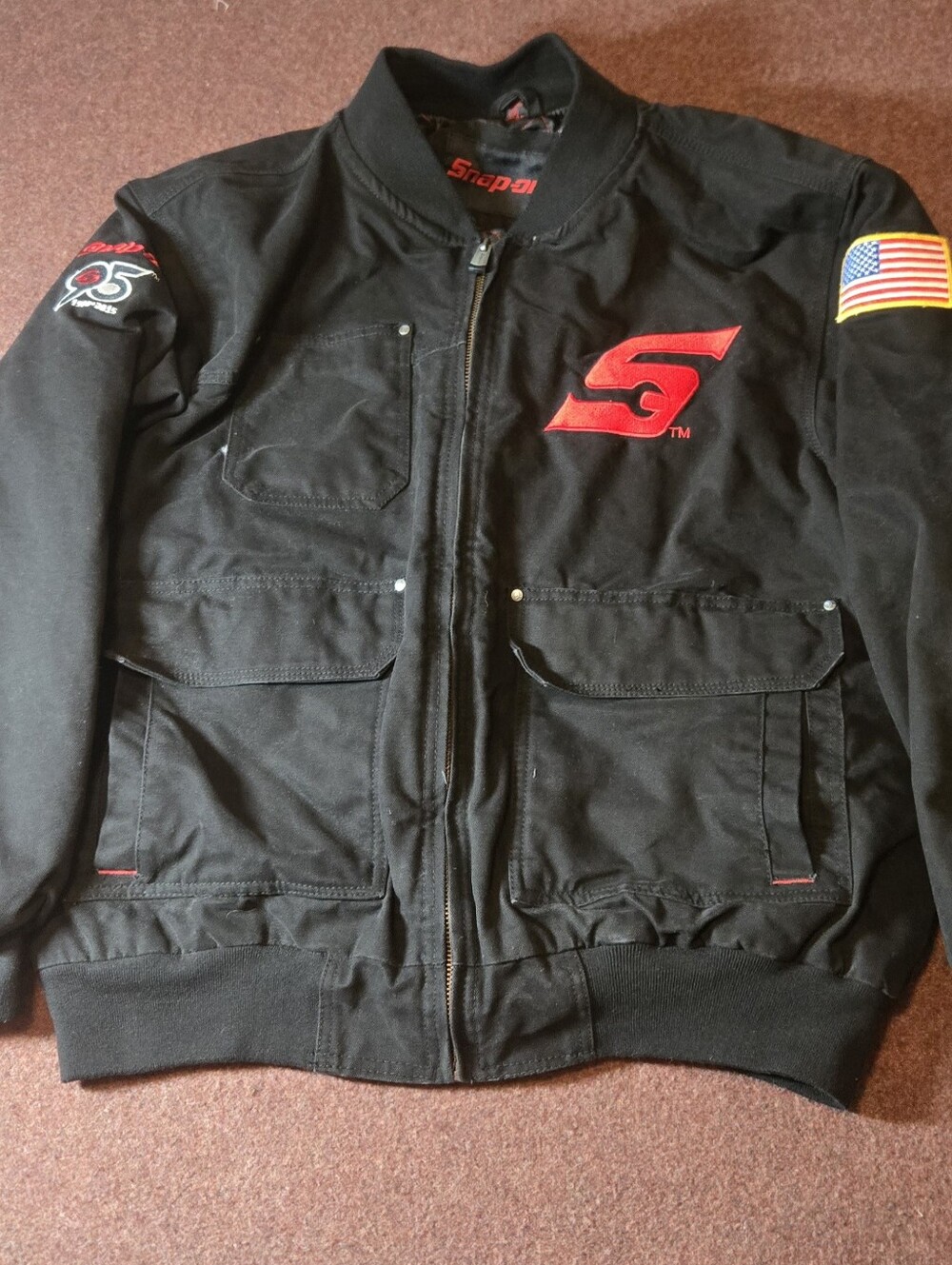 Snap-on Tools 95th Anniversary Work Jacket Size XL Black & Red Excellent Cond